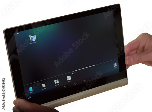 Tablet PC Isolated on White Background - Photorealistic Illustration, Vector