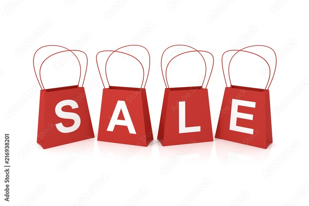 Sale paper shopping bag. 3D rendering. Sale paper shopping bag. 3D rendering.