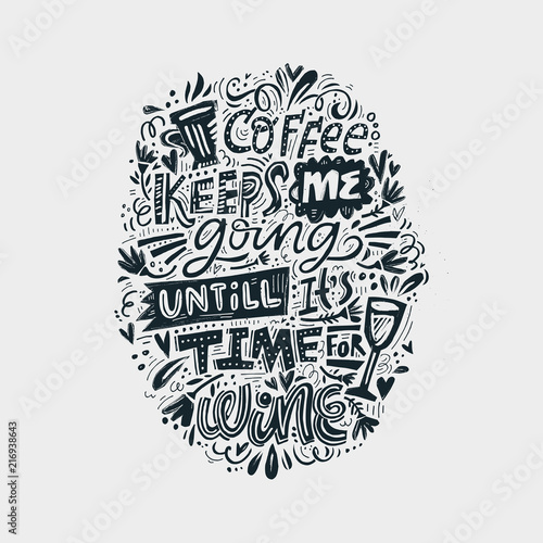 Cofee and wine lettering