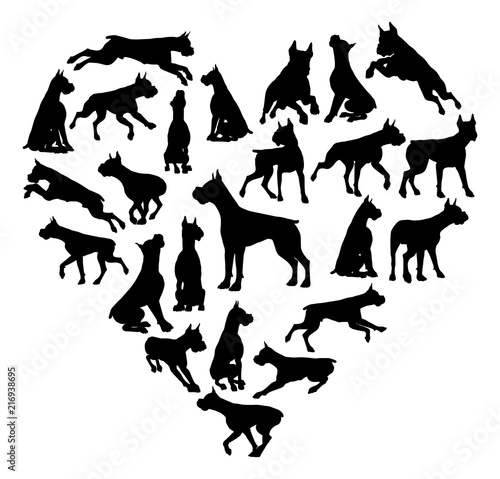 Boxer Dog Heart Silhouette Concept
