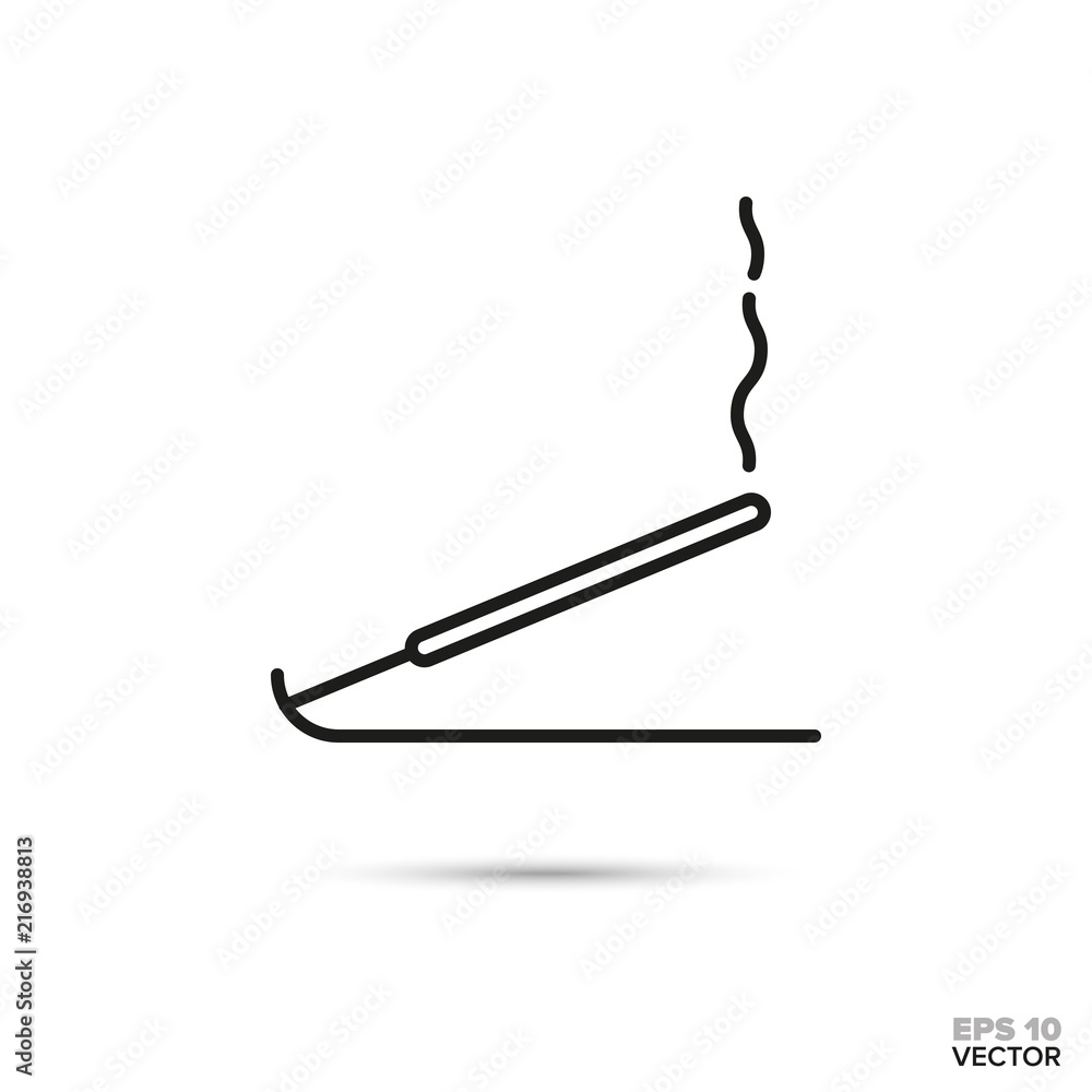 Smoking incense stick vector icon. Spa and aromatherapy symbol. Smoking incense stick vector icon. Spa and aromatherapy symbol.