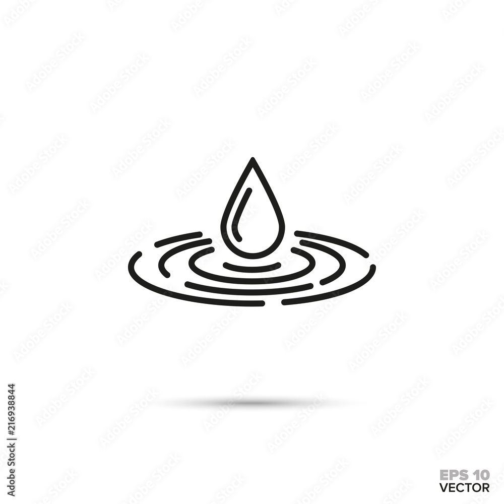 Drop falling in water vector icon. Spa, harmony and zen symbol. Drop falling in water vector icon. Spa, harmony and zen symbol.