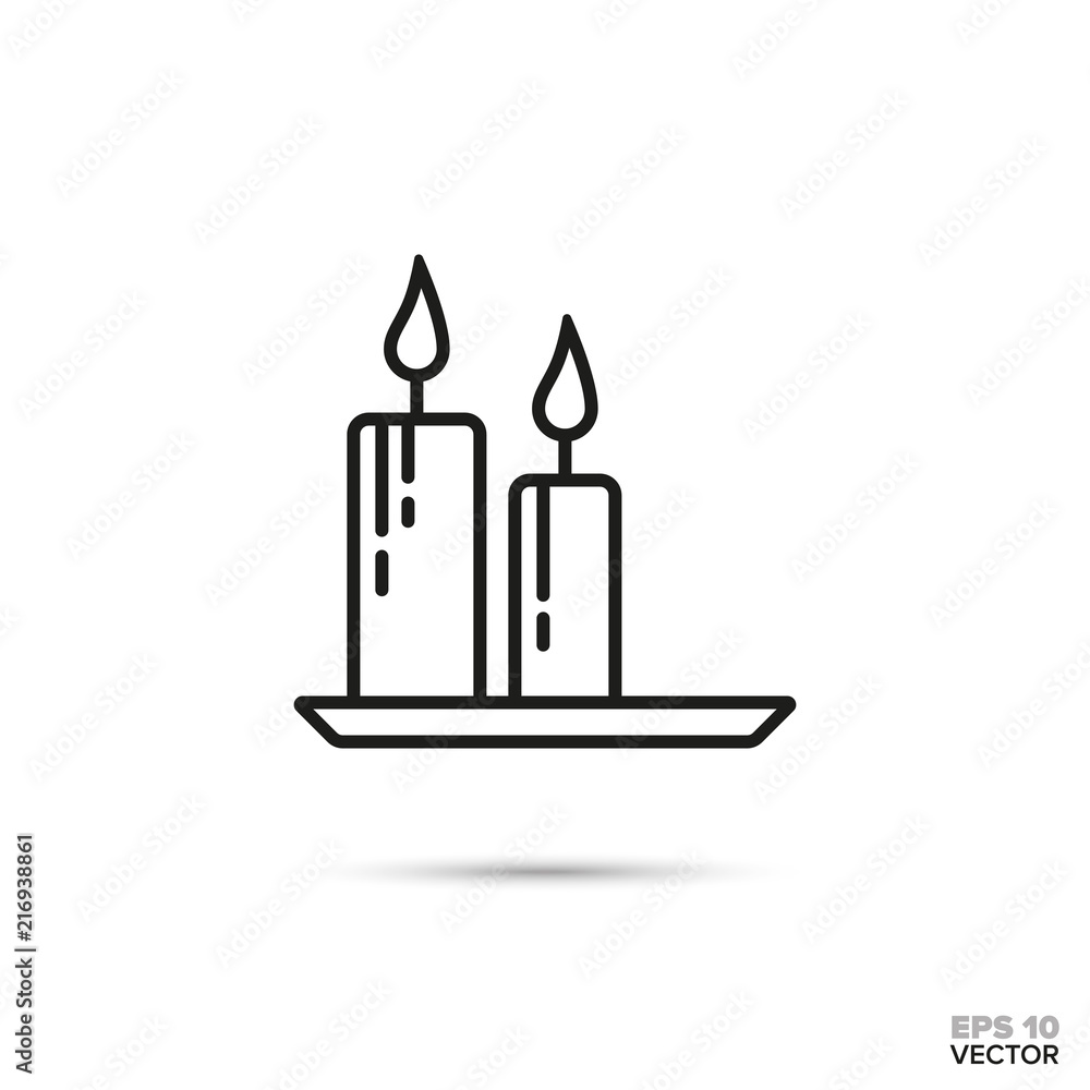 Candles on a tray vector icon. Spa and relaxation symbol.