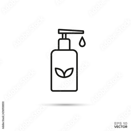 Herbal essence dispenser vector icon. Spa, massage and grooming symbol.