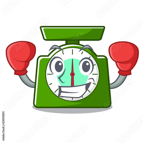 Boxing kitchen scale character cartoon
