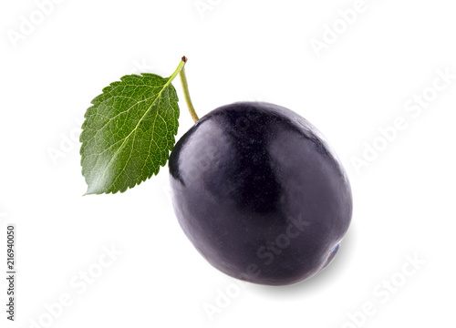 Plum with   leaf isolated