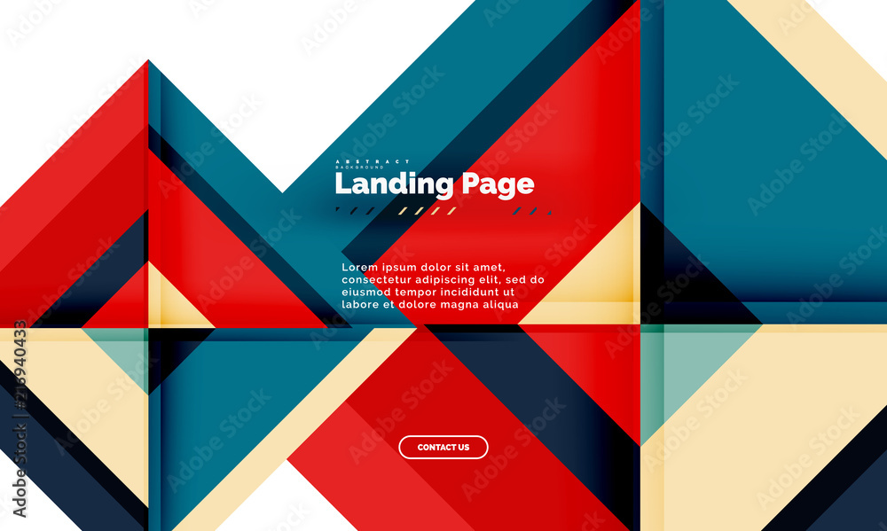 Square shape geometric abstract background, landing page web design template