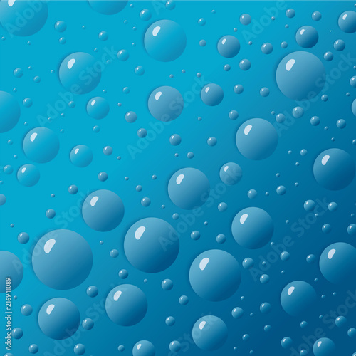 Water Drops on Blue Background - vector eps10