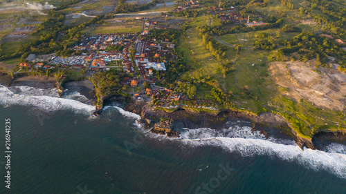 Tanah Lot religious temple aerial view,Bali island,Indonesia