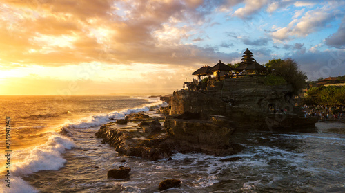 Tanah Lot in sunrise colors,the most famous temple at Bali island,Indonesia photo