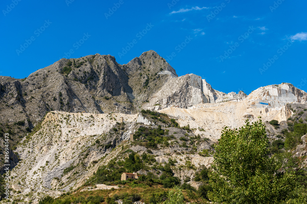 Apuan Alps (Alpi Apuane) with the marble quarries. Tuscany, Italy, Europe   