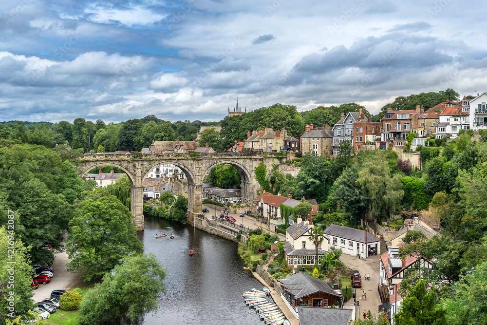 Looking down the River Nidd to the resort of Knaresborough in Yorkshire