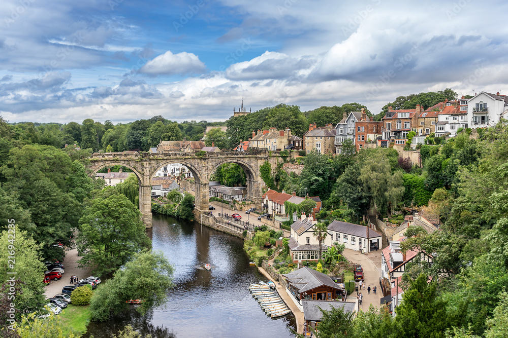 Looking down the River Nidd to the resort of Knaresborough in Yorkshire