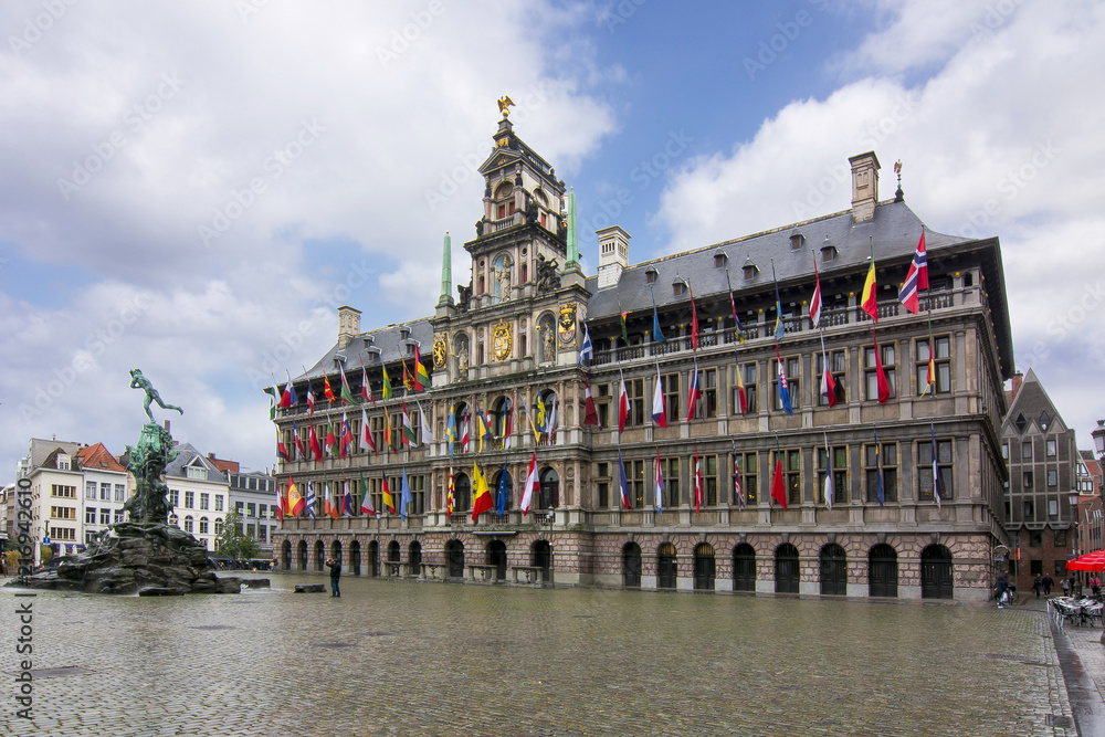 Fototapeta premium Market square in Antwerp, Belgium