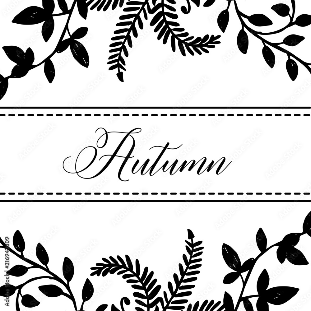 Fototapeta premium Flower autumn hand lettering design vector illustration