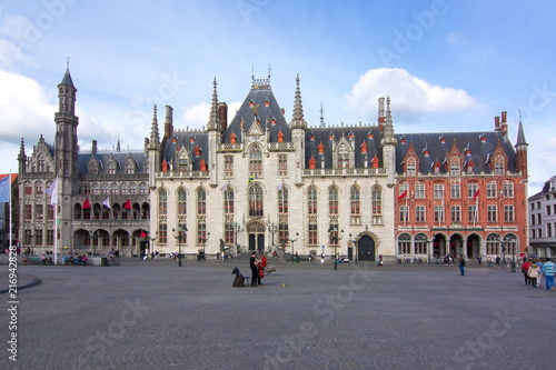 Provincial Court building on Market square (Grote markt) in Bruges, Belgium