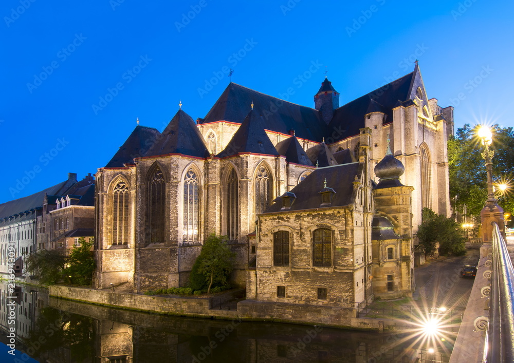 Saint Michael's Church at night, Gent, Belgium