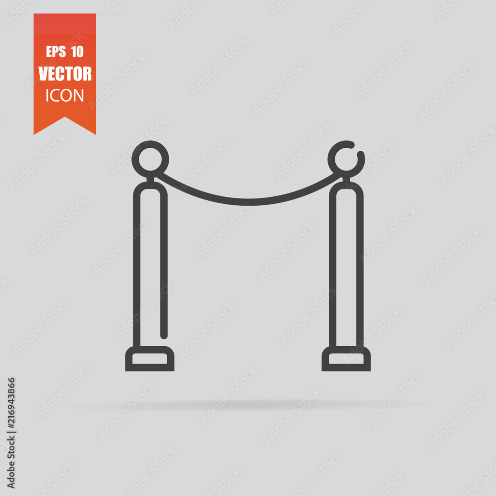 Cinema fence icon in flat style isolated on grey background. Cinema fence icon in flat style isolated on grey background.