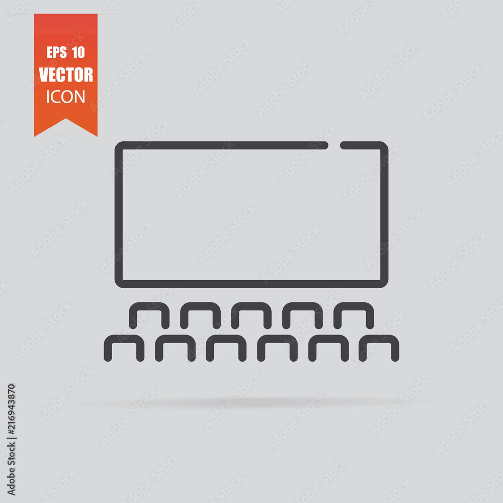 Cinema icon in flat style isolated on grey background. Cinema icon in flat style isolated on grey background.