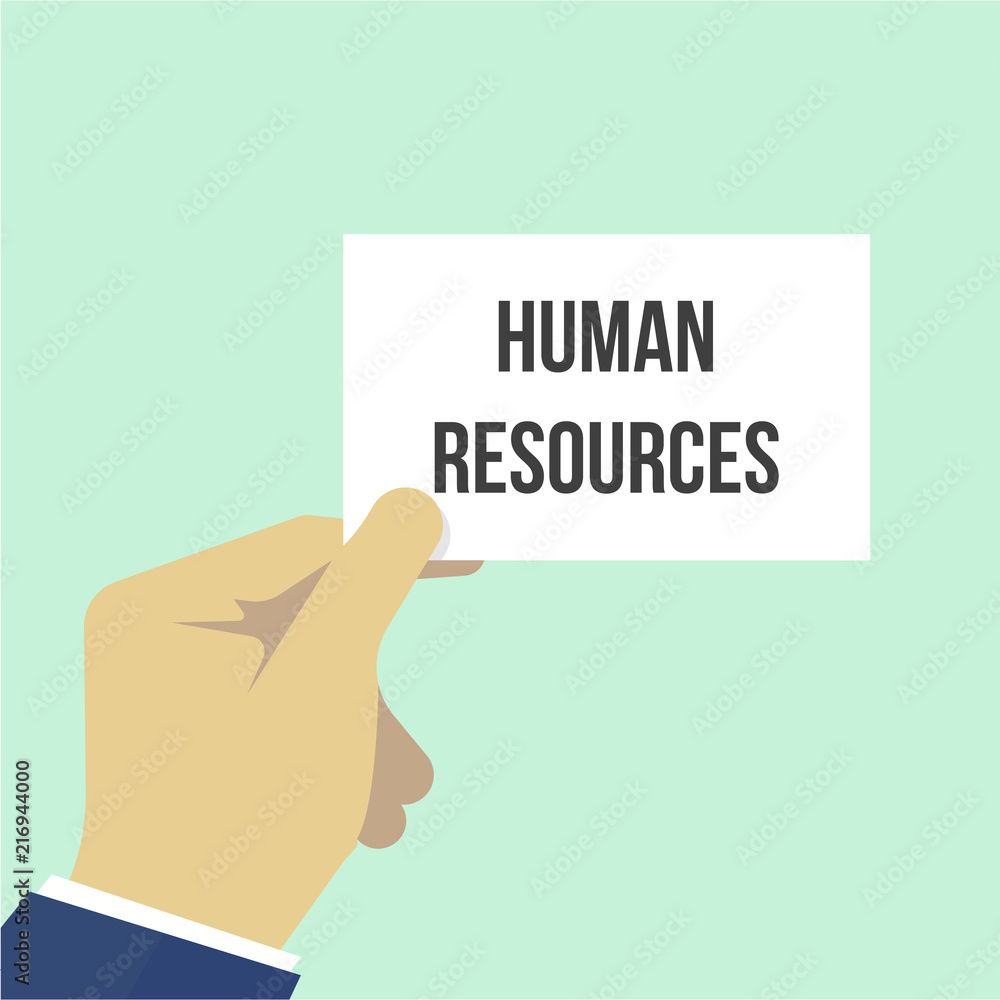 Man showing paper HUMAN RESOURCES text Man showing paper HUMAN RESOURCES text