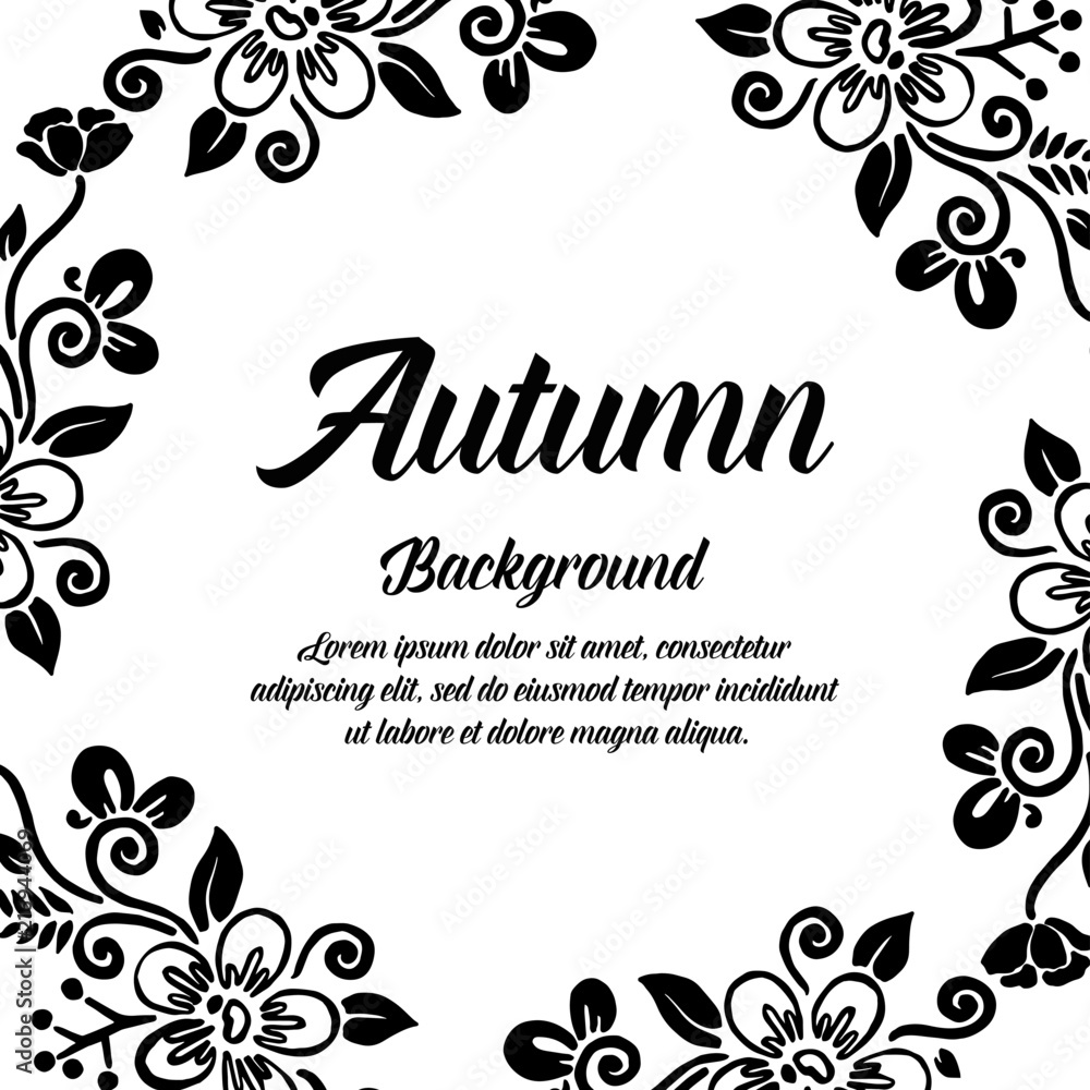 Autumn card with frame flower design vector illustration