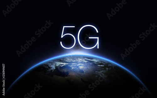 5G Network Internet Mobile Wireless Business concept.5G standard of modern signal transmission technology. photo