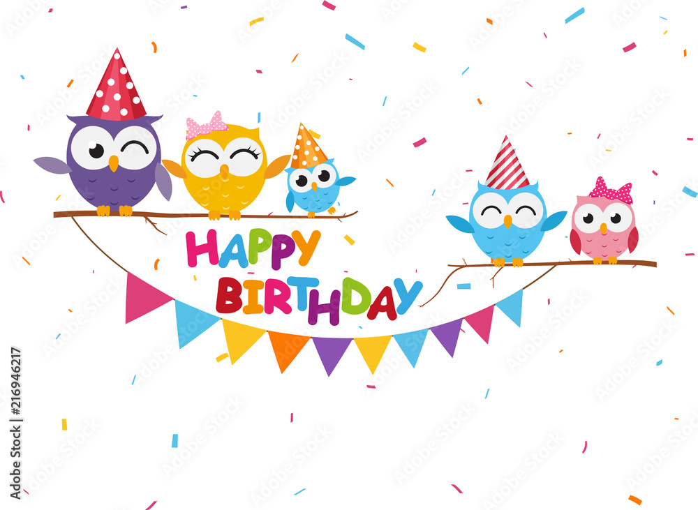 Happy birthday celebration with cute owl 
