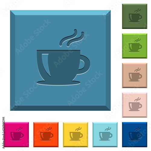 Cappuccino engraved icons on edged square buttons