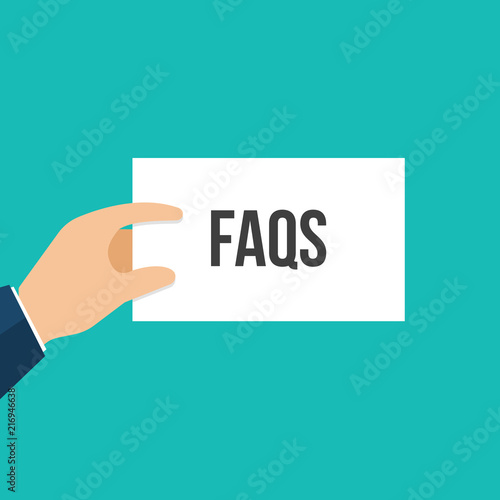 Man showing paper FAQS text
