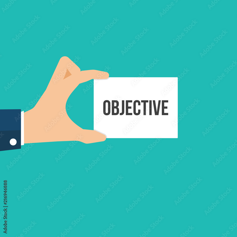 Man showing paper OBJECTIVE text Man showing paper OBJECTIVE text