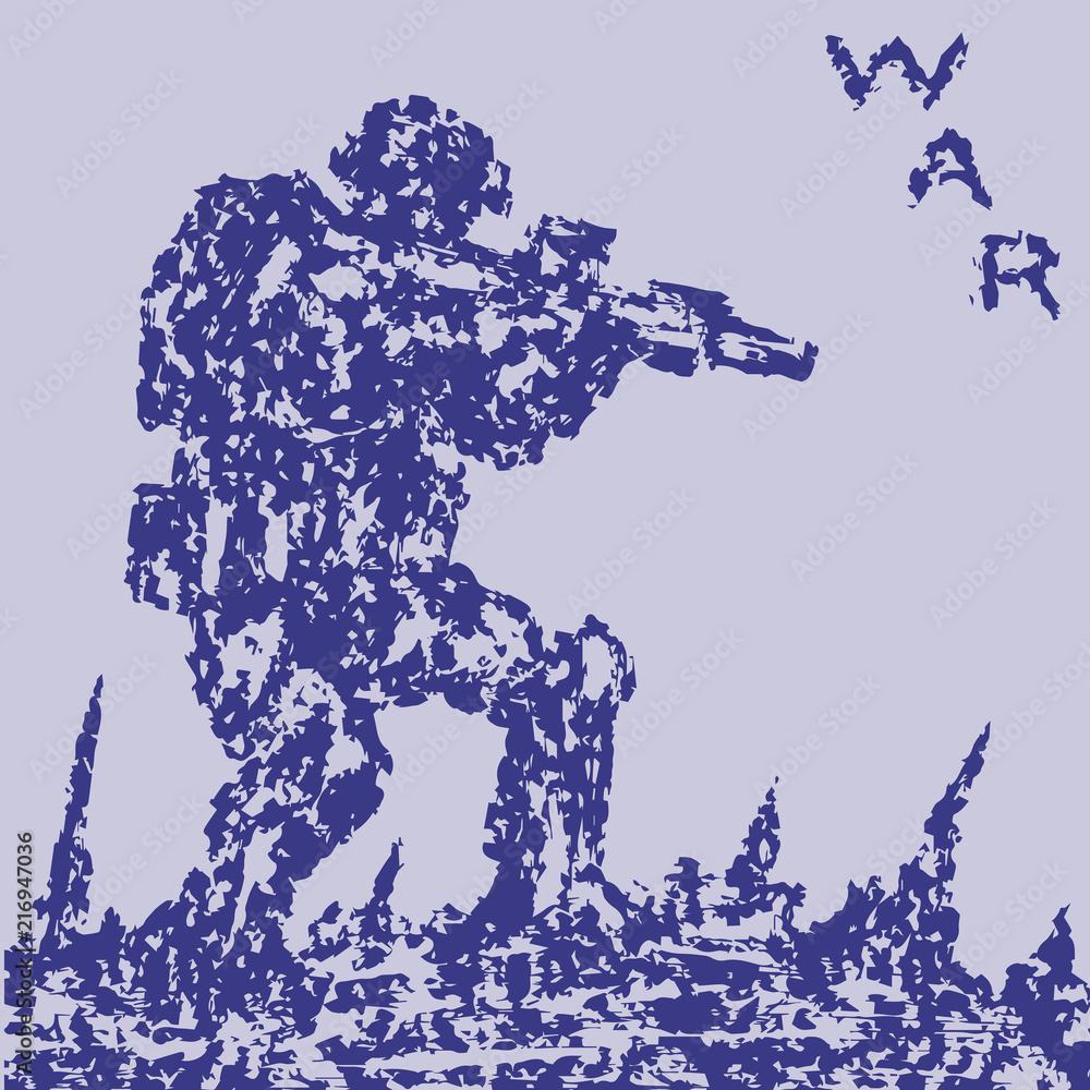 Angry soldier attacking. Vector illustration. Angry soldier attacking. Vector illustration.