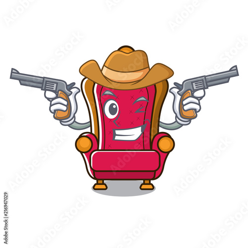 Cowboy king throne character cartoon