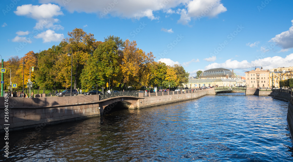 View of the embankment of Moyka river in Saint-Petersburg