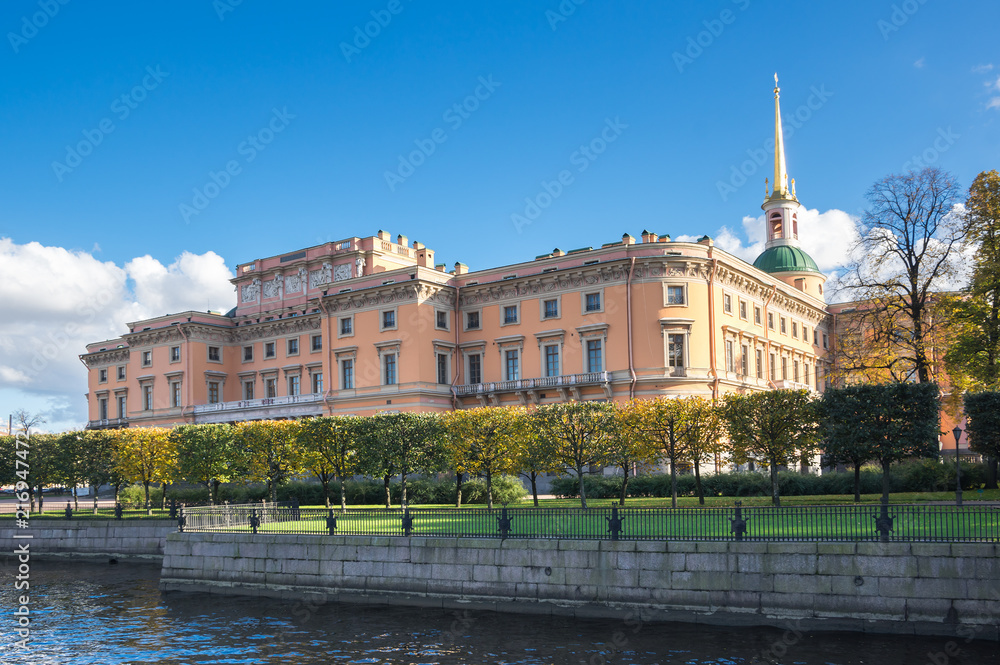 View of Mikhailovsky Castle in Saint-Petersburg, Russia