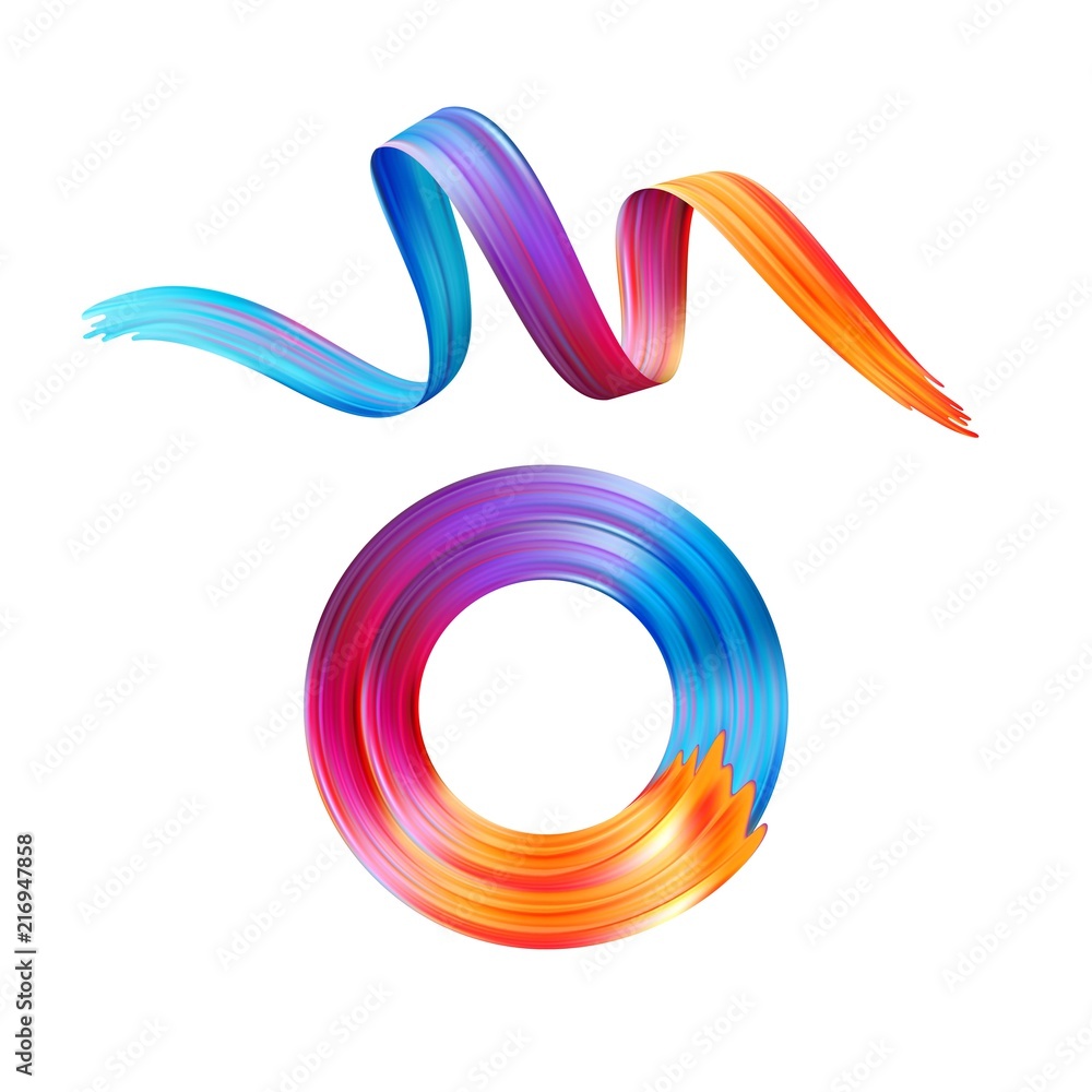 Obraz premium Color brushstroke oil or acrylic paint design element. Vector illustration