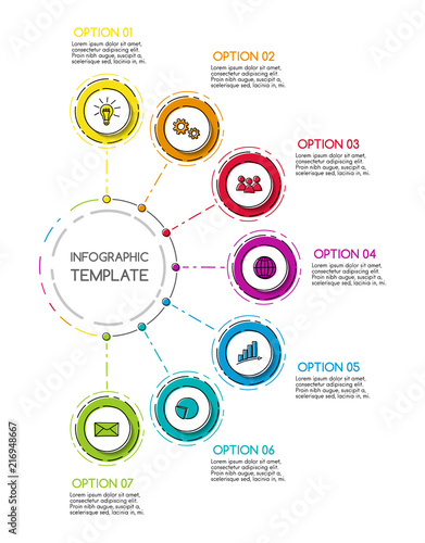 Business infograph with round hand drawn icons.  Vector.