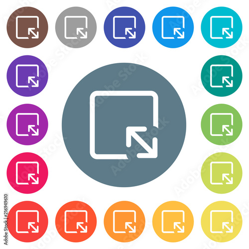 Resize object flat white icons on round color backgrounds