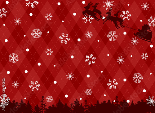 サンタクロース　雪　森　アーガイル背景