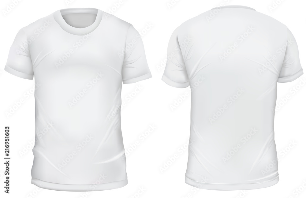 Vector illustration. Blank t-shirt front and back views. Isolated on ...