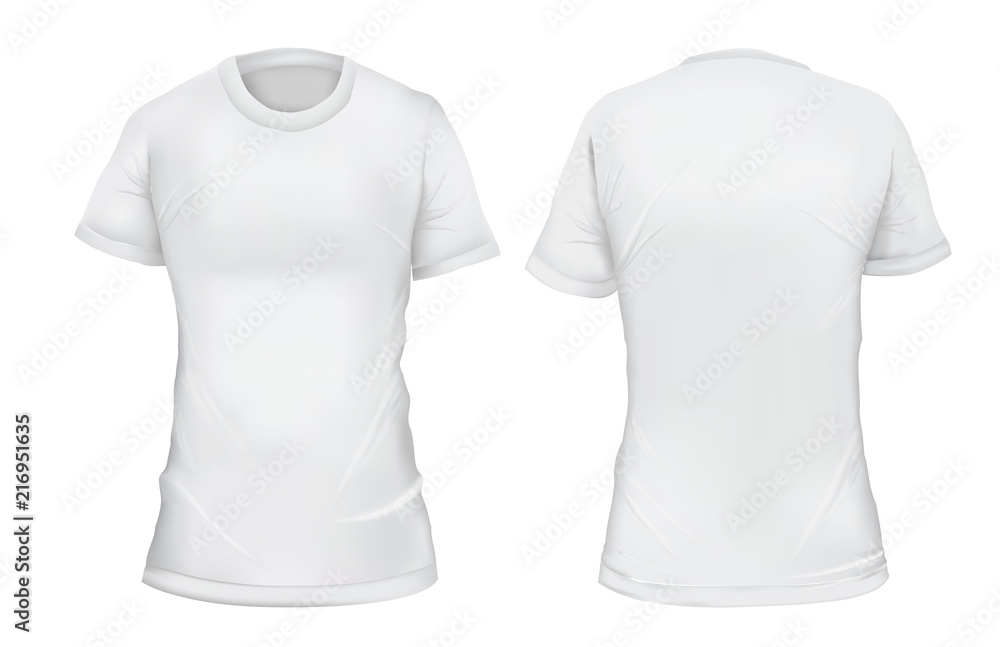 Vector illustration. Blank female t-shirt front and back views ...