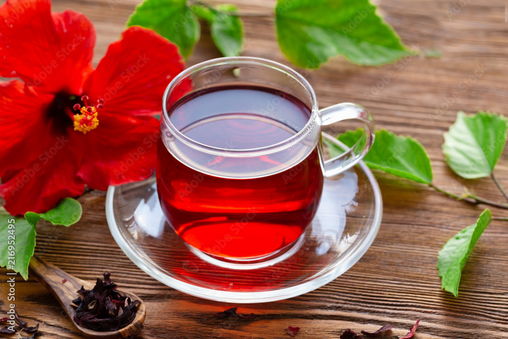 Hibiscus tea, flower and dry blossom Hibiscus tea, flower and dry blossom