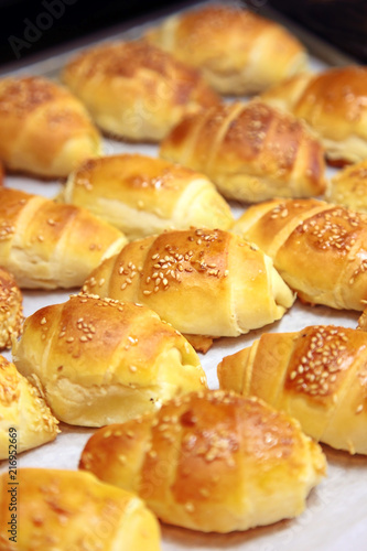 baked rolls / Baked rolls bread with cheese on a white background
