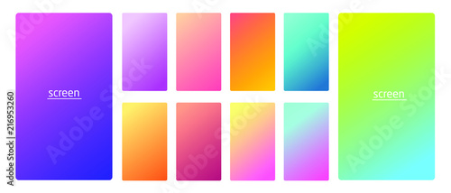 Vibrant and smooth gradient soft colors for devices, pc's and modern smartphone screen backgrounds set vector ux and ui design illustration