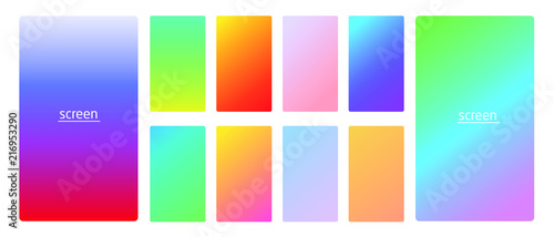 Vibrant and smooth gradient soft colors for devices, pc's and modern smartphone screen backgrounds set vector ux and ui design illustration