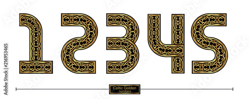 Number celtic golden style in a set 12345