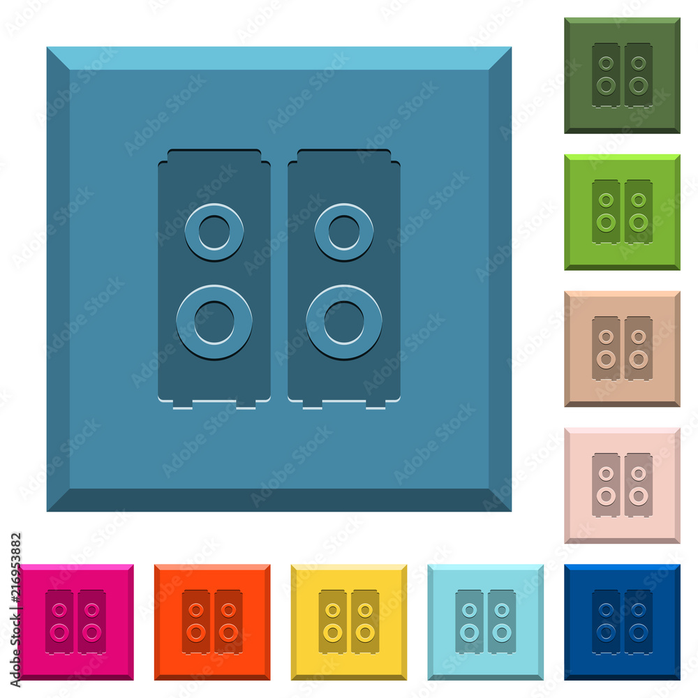 Speakers engraved icons on edged square buttons Speakers engraved icons on edged square buttons