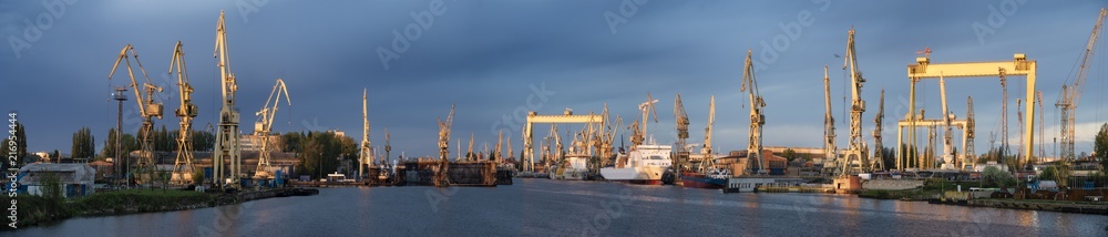  industrial areas of the shipyard in Szczecin in Poland,high resolution panorama