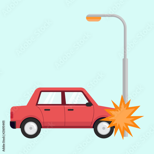 Car accident vector design illustration, car hit a utility pole