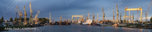 Fotografija industrial areas of the shipyard in Szczecin in Poland,high resolution panorama