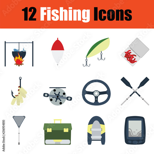 Fishing icon set